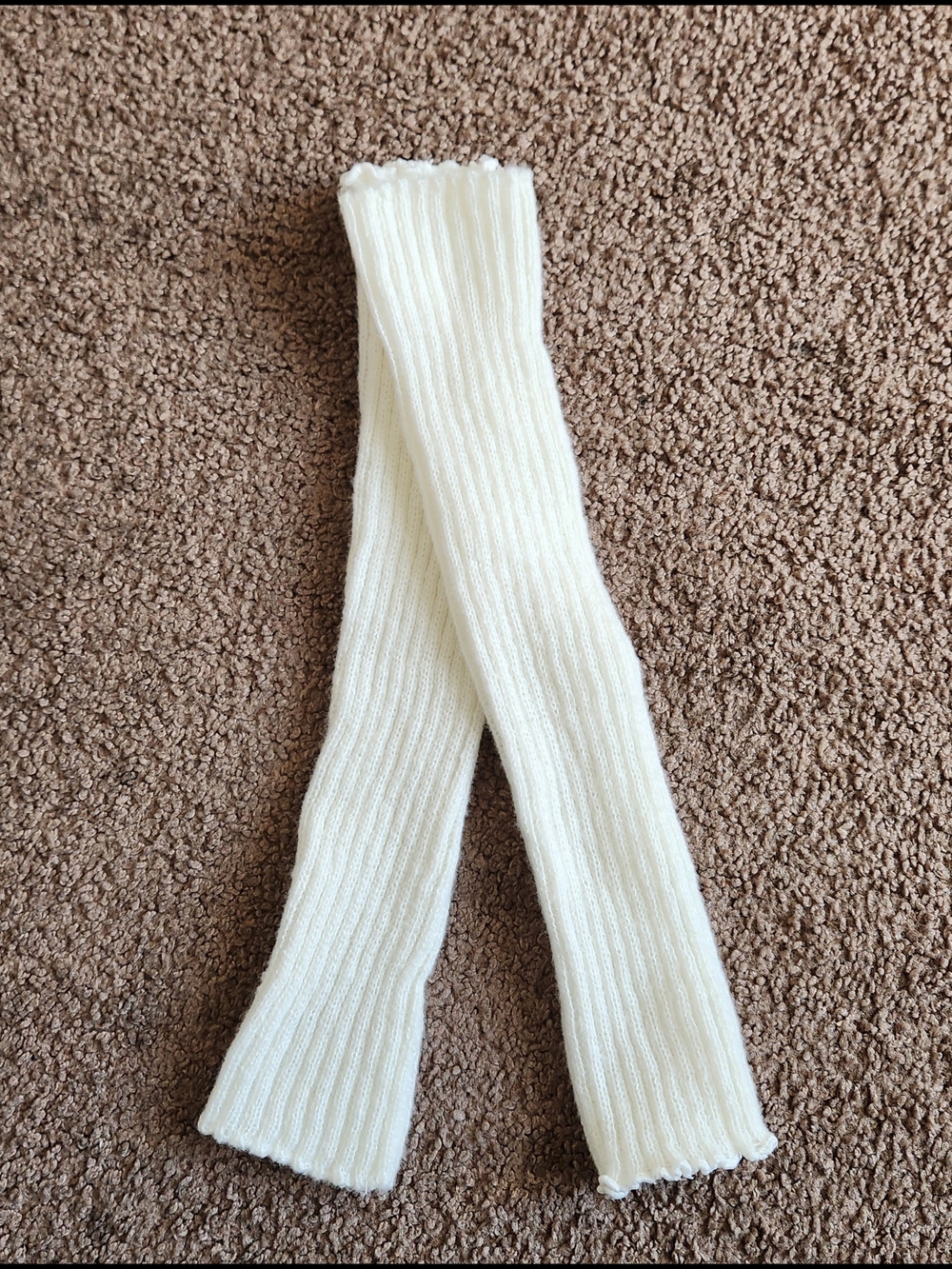 Short White Rib Knit Leg Warmers